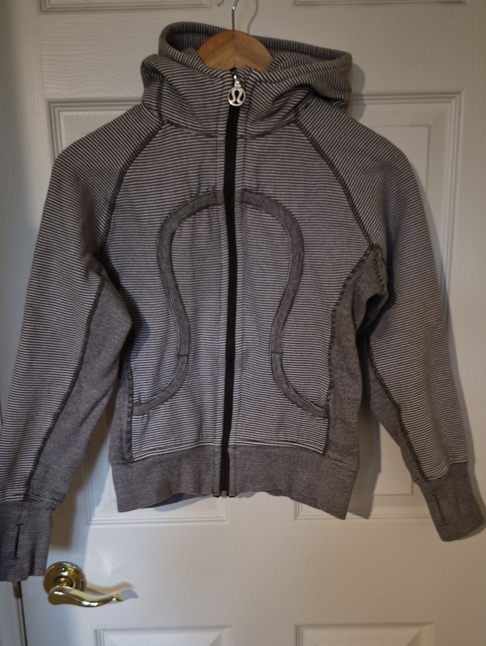Lululemon Scuba Classic Full-Zip Hoodie - Grey White Stripe - Size 4